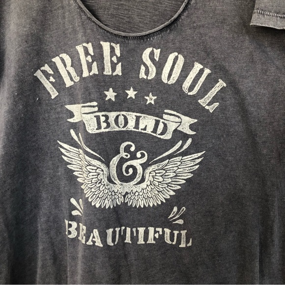 Torrid Grey Embellished "Free Soul" Bold & Beautiful T-Shirt - Picture 5 of 9